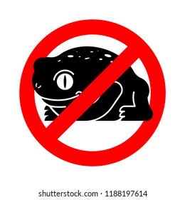 Stop Frog. Forbidden red road sign. Ban Toad. No Vector illustration.