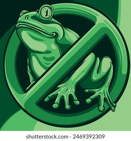 Stop Frog. Forbidden red road sign. Ban Toad. No Vector illustration.