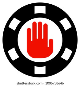 Stop Gambling Chip flat vector pictogram. An isolated icon on a white background.