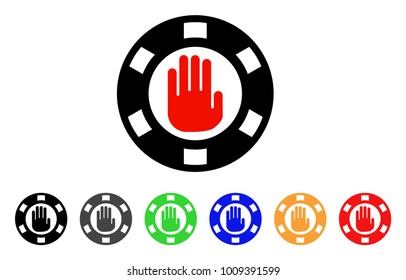 Stop Gambling Chip icon. Vector illustration style is a flat iconic stop gambling chip symbol with gray, yellow, green, blue, red, black color versions. Designed for web and software interfaces.