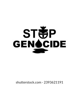 Detener el signo del genocidio, Detener el tema de la guerra Visual, puede usarse para el diseño de afiches, pancarta, pegatina, camiseta, sitio web, ilustración de arte, ilustración de noticias o elemento de diseño gráfico. Ilustración vectorial
