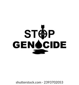 Detener el signo del genocidio, Detener el tema de la guerra Visual, puede usarse para el diseño de afiches, pancarta, pegatina, camiseta, sitio web, ilustración de arte, ilustración de noticias o elemento de diseño gráfico. Ilustración vectorial