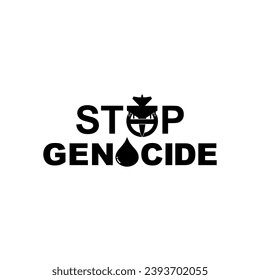 Detener el signo del genocidio, Detener el tema de la guerra Visual, puede usarse para el diseño de afiches, pancarta, pegatina, camiseta, sitio web, ilustración de arte, ilustración de noticias o elemento de diseño gráfico. Ilustración vectorial