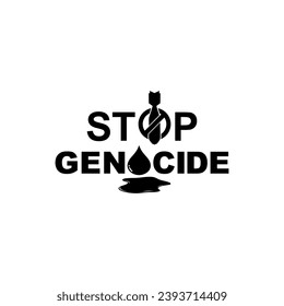 Detener el signo del genocidio, Detener el tema de la guerra Visual, puede usarse para el diseño de afiches, pancarta, pegatina, camiseta, sitio web, ilustración de arte, ilustración de noticias o elemento de diseño gráfico. Ilustración vectorial