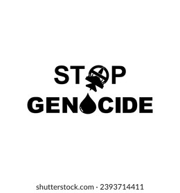 Detener el signo del genocidio, Detener el tema de la guerra Visual, puede usarse para el diseño de afiches, pancarta, pegatina, camiseta, sitio web, ilustración de arte, ilustración de noticias o elemento de diseño gráfico. Ilustración vectorial