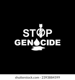 Detener el signo del genocidio, Detener el tema de la guerra Visual, puede usarse para el diseño de afiches, pancarta, pegatina, camiseta, sitio web, ilustración de arte, ilustración de noticias o elemento de diseño gráfico. Ilustración vectorial
