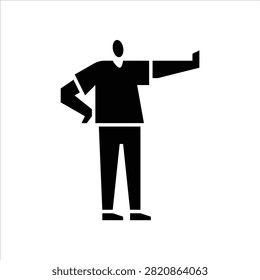 Stop gesture glyph icon. Stop gesture illustration.