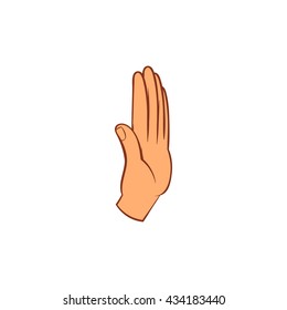 Stop gesture icon, cartoon style