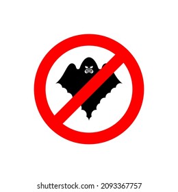 Stop Ghost. Ban Spooky. Red prohibition road sign.  