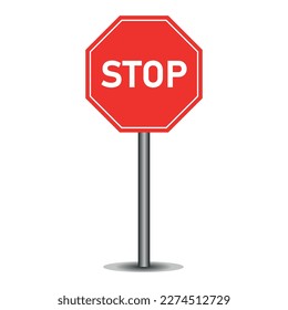 Stop and give way traffic sign. Vector illustration isolated on white background.