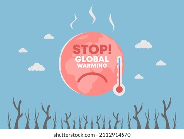 Stop global warming background banner poster for green earth climate change