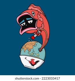 Stop global warming. cartoon character of Planet earth on white background vector illustration