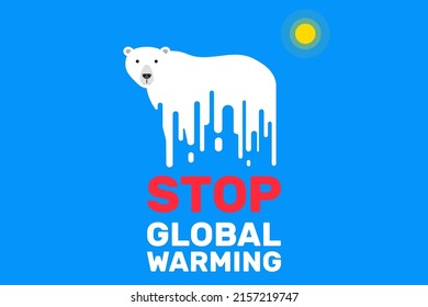 detener el calentamiento global cambio climático derretimiento del oso polar vector ilustración