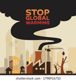 Stop Global warming Concept Design. poster template vector illustration.