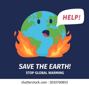 Stop global warming and save our planet. Ecology poster concept 