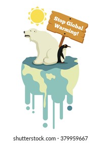 Stop Global Warming. Vector Flat Illustration