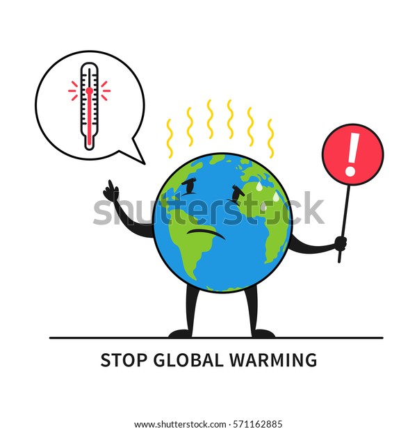 地球温暖化のベクターイラストをやめなさい 地球は熱いグラフィックデザインを感じる 感嘆符 警告 と温度計のクリエイティブコンセプトを持つ地球儀 のベクター画像素材 ロイヤリティフリー