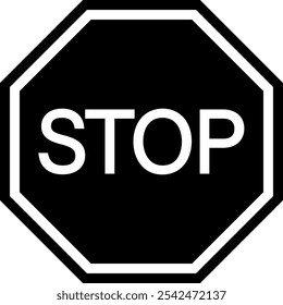 Stop with glyph icon illustration