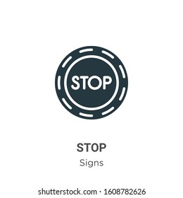 Stop glyph icon vector on white background. Flat vector stop icon symbol sign from modern signs collection for mobile concept and web apps design.