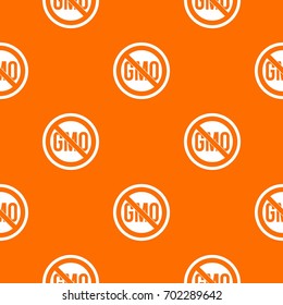 Stop GMO pattern repeat seamless in orange color for any design. Vector geometric illustration