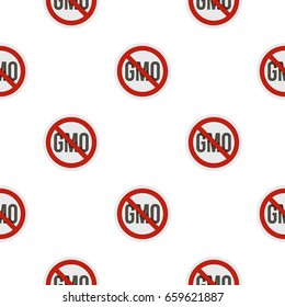Stop GMO, red prohibition sign pattern seamless flat style for web vector illustration