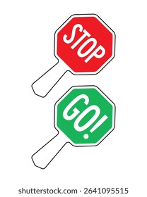 Stop and Go Handheld Signs – Traffic Control Placards, Classroom Management Tools, Safety Signal Boards, Event Navigation Indicators