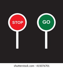 Stop And Go Sign Paddles, Vector Illustration.