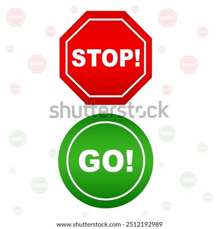 Stop and go sign. Red and green sign. Vector illustration