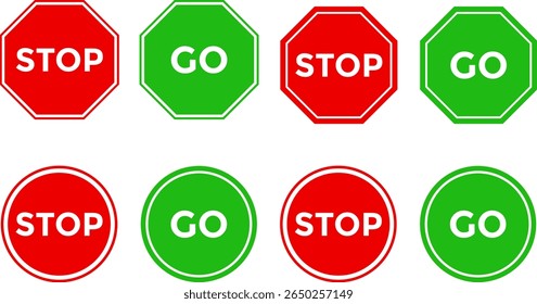 Stop and go sign. Semaphore sign business concept. traffic control and safety.  Road safety sign board symbols
