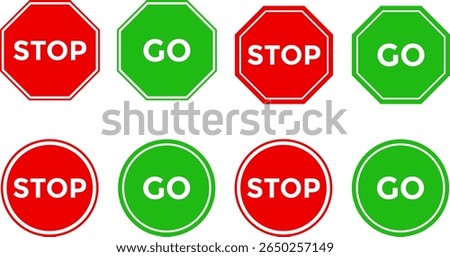 Stop and go sign. Semaphore sign business concept. traffic control and safety.  Road safety sign board symbols
