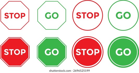 Stop and go sign. traffic control and safety.  Road safety sign board symbols. Semaphore sign business concept
