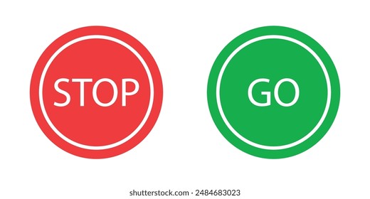 Stop and go sign vector illustration. Go and stop vector icon set in red and green color. Road stop and go symbol.