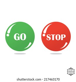 Stop and Go of signs on white background - Vector illustration.