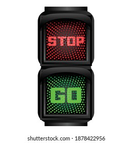 Stop go traffic lights icon. Cartoon of stop go traffic lights vector icon for web design isolated on white background