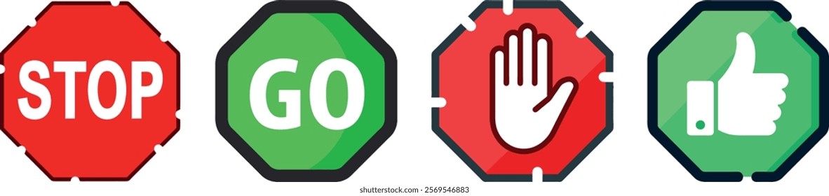 stop and go traffic signs for road safety