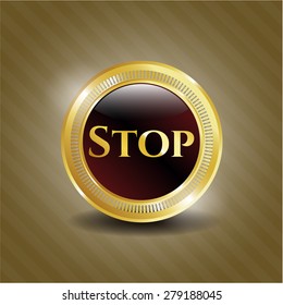Stop gold shiny badge