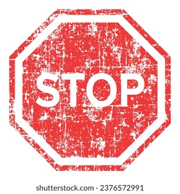 Stop grunge sign icon in flat style. Traffic control vector illustration on isolated background. Scratched attention sign business concept.