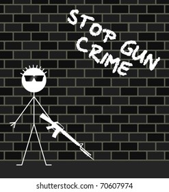 Stop gun crime message on urban brick wall