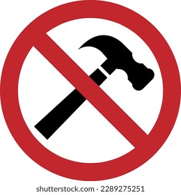 Stop hammer icon. No hammer sign on white. Vector 