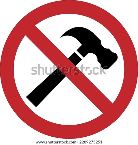 Stop hammer icon. No hammer sign on white. Vector 