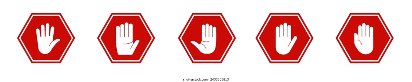 Stoppen Sie die Hand adblock hexagon Kreis Vektor. Adblocker-Symbol 