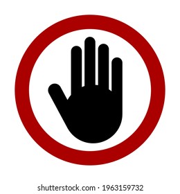 Stop Hand Block or Do Not Touch or Adblock or Do Not Enter Circular Sign Icon. Vector Image.