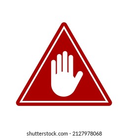 Stop Hand Block Triangle Sign or Adblock or Do Not Enter or Forbidden Icon. Vector Image.