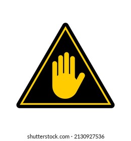 Stop Hand Block Triangle Sign or Adblock or Do Not Enter or Forbidden Icon. Vector Image.