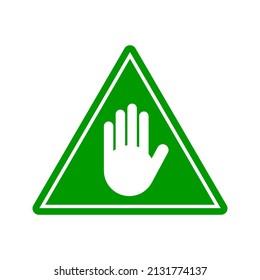 Stop Hand Block Triangle Sign or Adblock or Do Not Enter or Forbidden Icon. Vector Image.