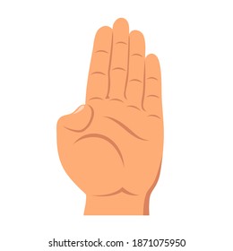 Stop - hand. Color simple vector icon on white background.