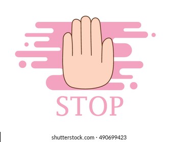 Stop Hand Flat Sign Illustration