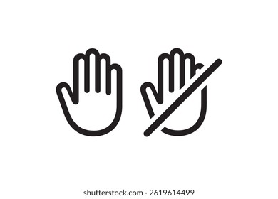 Stop Hand and Forbidden Gesture Icon Set Vector