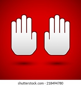 Stop hand gesture. Stop background. (palms) Restrict, forbid.