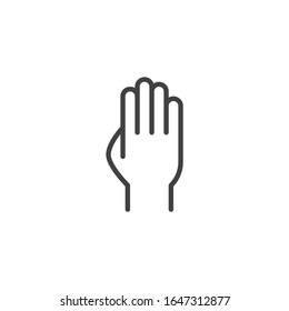 Stop hand gesture line icon. linear style sign for mobile concept and web design. Open human palm outline vector icon. Symbol, logo illustration. Vector graphics